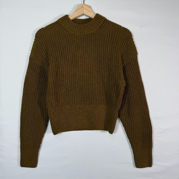 Everlane Organic Cotton Crewneck Chunky Knit Sweater Brown XXS - Picture 1 of 7
